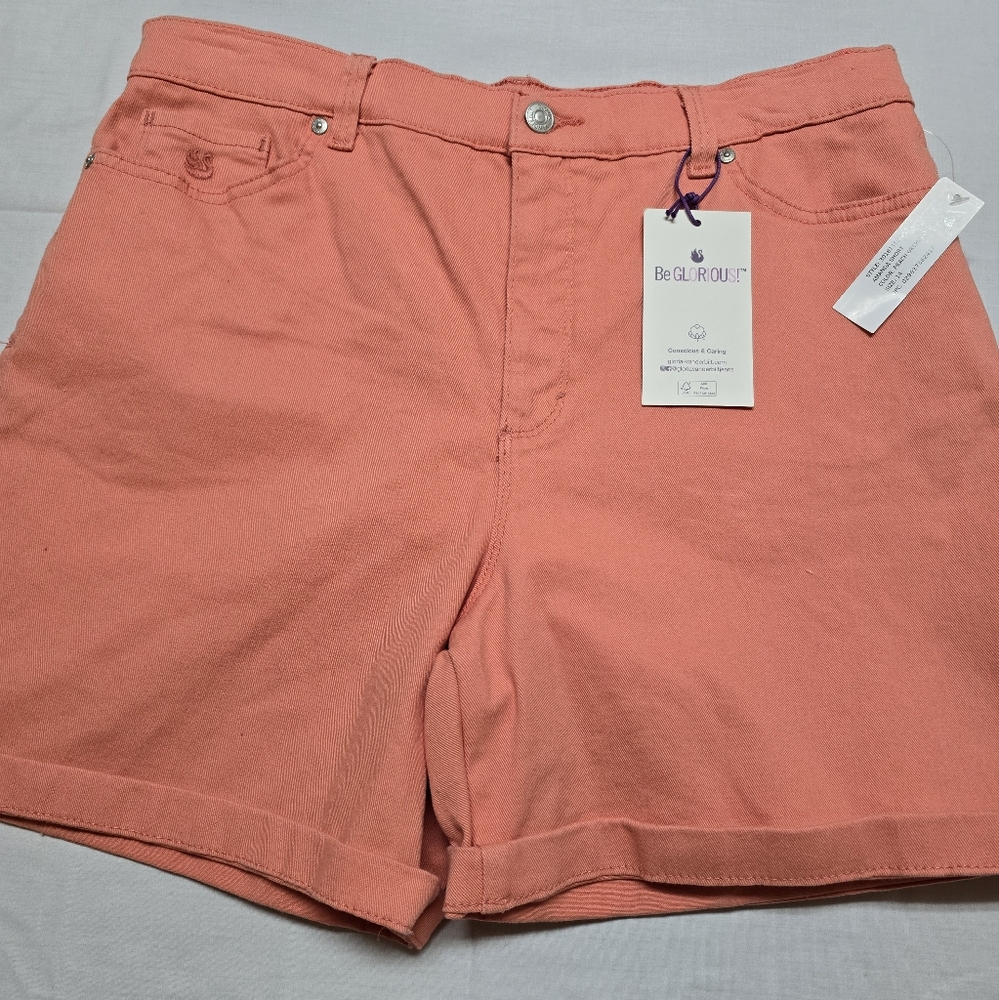 Gloria Vanderbilt Amanda Shorts Women's Size 14 Peach Orchard NWT